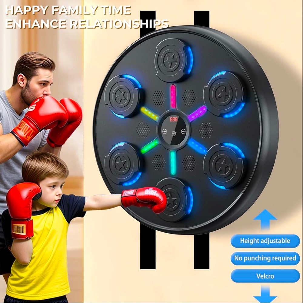 Music Boxing Machine w/Gloves, Wall-Mounted,Smart Bluetooth,Workout Equipment